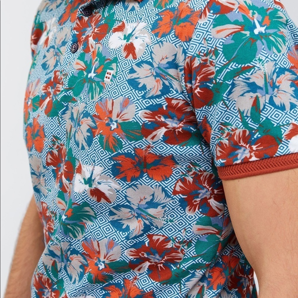 NWT AV VA Kiremit  Floral Polo Shirt Size XXL - Picture 10 of 10